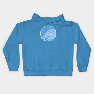 Winter Tree (large, leaves, blue fill) Kids Hoodie